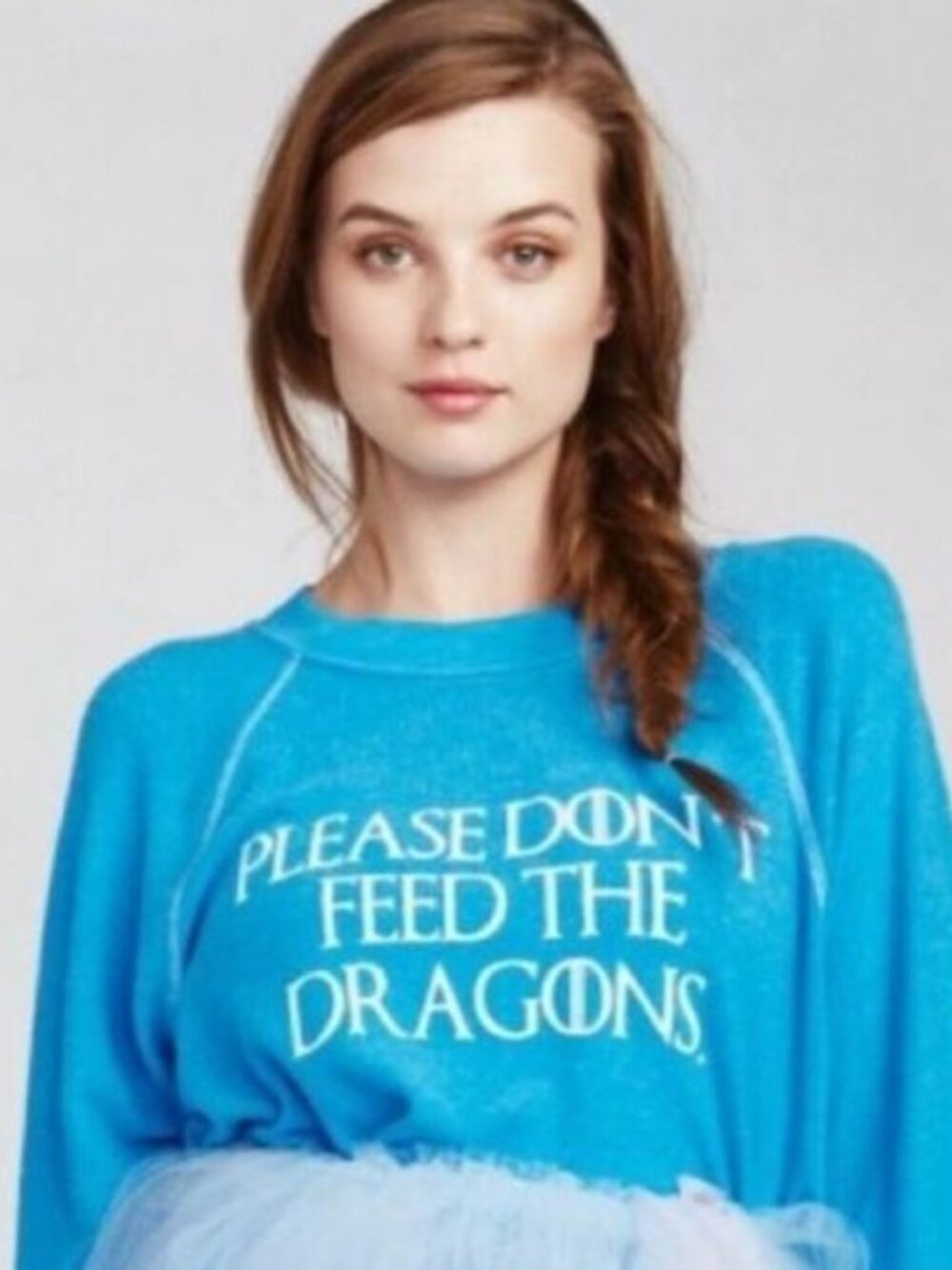 Wildfox Blue Game of Thrones Don't Feed The Dragons Sweater Pullover